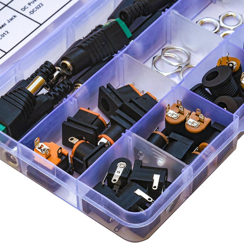 DC Power Jack Connector Assorted Kit, 5.5 x 2.1mm DC Power Supply Jack Socket Male Female Panel Mount Connector 2Pin 3Pin with Hex Nut, DC005 DC01...