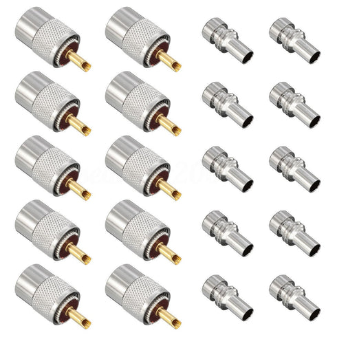 PL259 Solder Connector Plug with Reducer for RG8X Coaxial Coax Cable 10Pack...