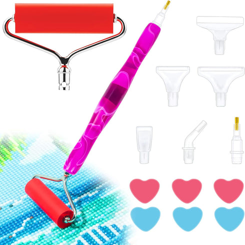 Sonsage Diamond Art Painting Resin Pen Only Purple Curvy 5D Ergonomic Diamonds Art Roller Accessories and Tools Set Dots Round Square Drill Wax Pe...