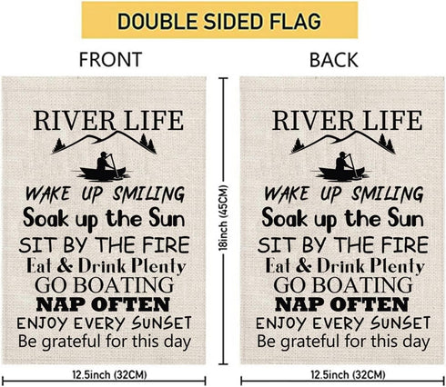 POFULL River House Life Better Garden Yard Flags River Cabin Gift Mountain House Gift Housewarming Gift (River Life Flag)...