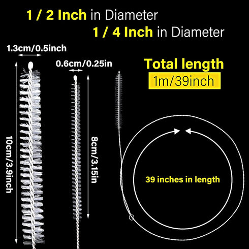 4 Pcs Extra Long Cleaning Brush for Straw Tube Pipe Hose Bottle Refrigerator Drain, 1m/39in...