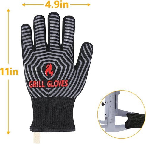 BBQ Gloves, 1472? Extreme Heat Resistant, Silicone Non-Slip Oven Mitts, Kitchen Gloves for Grilling, Cooking, Baking-1 Pair… (One Size Fits Most, ...