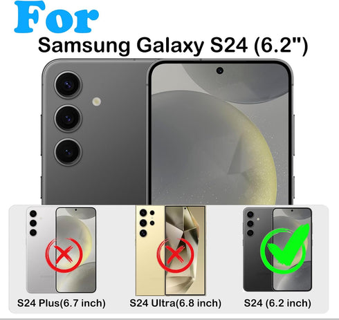 for Samsung Galaxy S24 Case with Belt Clip Holster & Kickstand,Built-in Screen Protector,Heavy Duty Shockproof Drop Protection Military Grade Full...