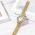 JewelryWe Women Watches Gold-Tone Iced Out Wristwatch Rhinestone Round Analaog Quartz Watch Bling Dress Watch, for Halloween...