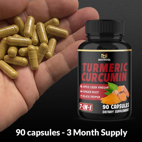 Turmeric Curcumin Supplement - 95% Curcuminoids with Ginger, Apple Cider Vinegar, Black Pepper - 90 Count - 3 Month Supply...