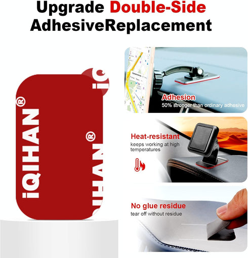 Sticky Adhesive Pads Replacement for Car Dashboard Magnetic Phone Mount Holder Base, 8pcs Rectangle Heat Resistance Double-Side Sticker Tapes for ...