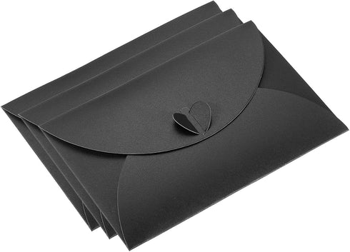 PATIKIL Gift Card Envelopes, 24 Pack Heart Shaped Clasp Photo Gift Card Holders Mini Envelope for Birthdays Weddings, Black...
