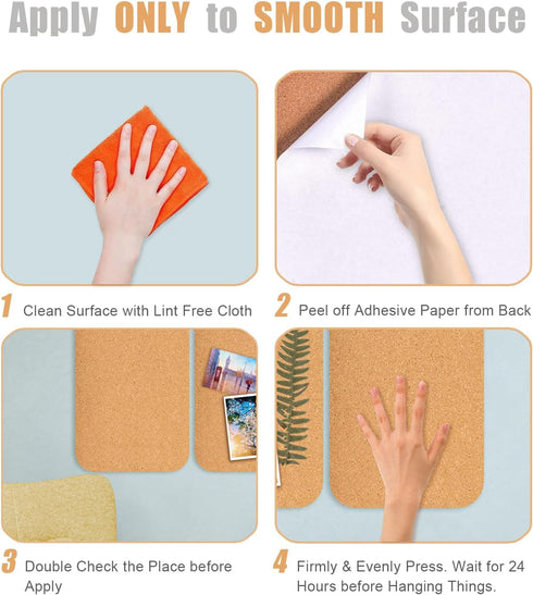 2 PCS 12.5"*5.5" Self-Adhesive Cork Board, 1/2"(12mm) Thick Cork Boards for Walls, 12.5"*5.5" Bulletin Board, Cork Board Tiles for Office, Home, S...