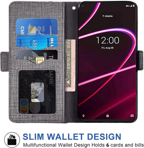 Asuwish Phone Case for T-Mobile Revvl 5G Wallet Cover with Tempered Glass Screen Protector and Wrist Strap Flip Card Holder Slot Stand Cell Tmobil...