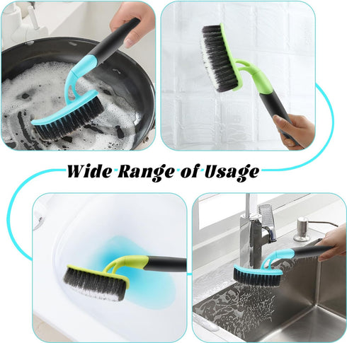 4PCS Bathroom Stiff Scrubber Brush,Long Handle Sink Brush,Edge Corner Cleaning Brush,Durable Stiff Bristles Heavy Duty Brush for Bathroom,Shower,S...