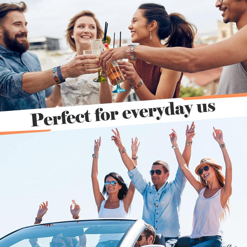 Cunno 15 Pcs Summer Beach Friendship Bracelets for Women Adjustable Waterproof Reversible Stretch Wristband Loose Bands Boho Chic Wristband Bracel...