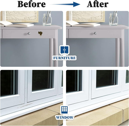 White Touch Up Paint - Multi Surface Touch Up Paint Pen, Scratch Repair for Wall, Door, Cabinets, Wood, Furniture, 1.5 Fl Oz (Semi Gloss, White)...