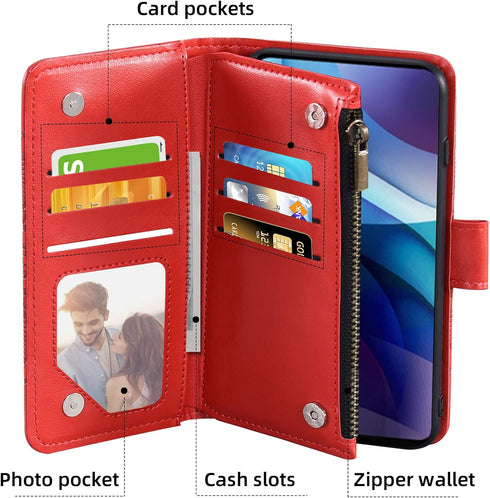 Asuwish Compatible with Moto G Stylus 2021 4G Wallet Case and Tempered Glass Screen Protector Flip Credit Card Holder Cell Phone Cover for Motorol...