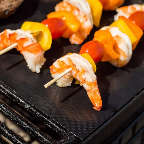 Dailyart Grill Mats Set of 4 with 13" BBQ Tongs & Silicone Brush, 100% Non Stick BBQ Grill Mat & Baking Mats, Reusable Teflon Grill Matt for Outdo...