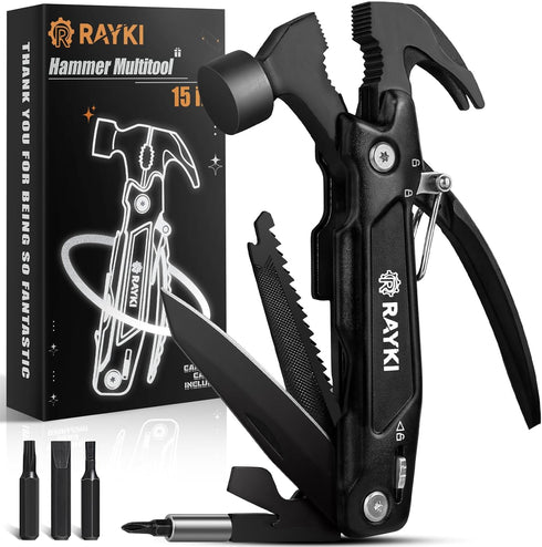 Father's Day Gifts, Hammer Multitool 15 in 1 Birthday Gifts for Men Dad Husband Boyfriend Camping Accessories Survival Gear Multi Tool with Gift B...