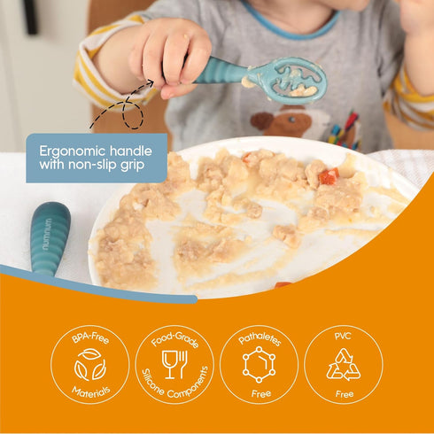 NumNum Baby Spoons Set, Pre-Spoon GOOtensils for Kids Aged 12+ Months - First Stage, Baby Led Weaning (BLW) Teething Spoon - Self Feeding, Silicon...