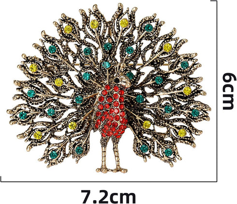 4 PCS Multicolor Rhinestone Crystal Peacock Brooch Pin Lapel Pin for Women (4 colors)...