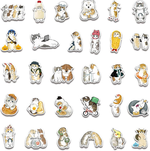 Cute Cat Stickers | 100 PCS | Vinyl Waterproof Stickers for Laptop,Guitar,Motorcycle,Bike,Skateboard,Luggage,Phone,Hydro Flask, Gift for Kids Teen...