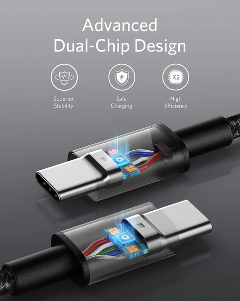 Anker USB C Cable 100W 10ft, USB C to USB C Cable USB 2.0, Type C Charging Cable Fast Charge, Compatible with iPhone 15/15 pro, MacBook, iPad, Sam...