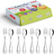 Toddler-Utensils-Kids-Silverware-Set, 8 PCS 18/10 Stainless Steel Toddler Forks and Spoons, Round Edges Children Cutlery Set with Dog & Cat Patter...