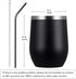 MEWAY Stemless 12oz Wine Tumbler Glasses with Lid -Insulated Double Wall Vacuum Stainless Steel Travel Tumbler with Straw,for Woman Under 10 dolla...