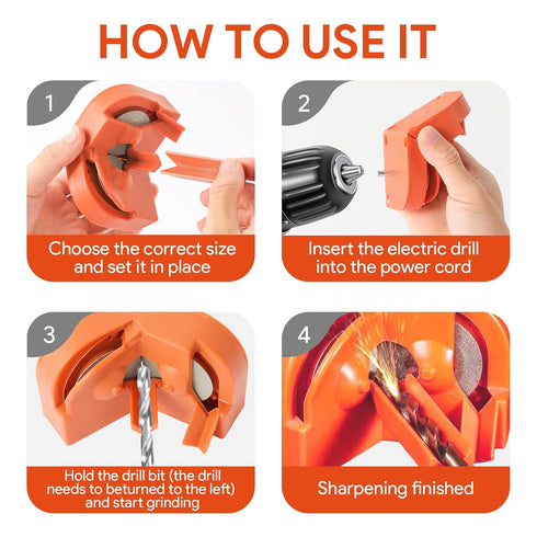 Drill Bit Sharpener for All Bits, Multipurpose Drill Bit Grinding Sharpener with 4 Grinding Wheels, Drill Machine Blade Sharpening Tool for Carbid...