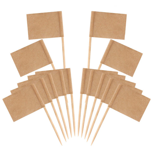 Senkary 100 Pack Blank Toothpick Flags Kraft Paper Food Signs Cheese Markers Cheese Labels for Charcuterie Board Accessories...