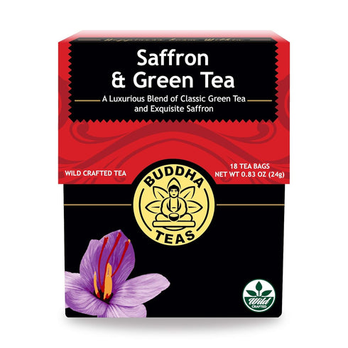 Buddha Teas - Saffron & Green Tea - For Health & Wellbeing - Wild Crafted Tea - With Antioxidants & Minerals - Clean Ingredients - Caffeinated - O...