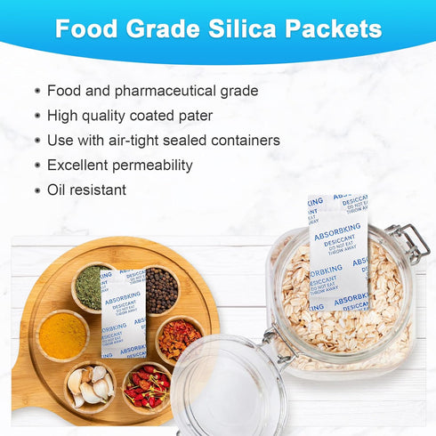 Silica Gel Packets – 0.5 Gram 600 Packs Moisture Absorbers for Food, Food Grade Desiccant Packs for Storage, Premium Silica Packets for Spices, Fo...
