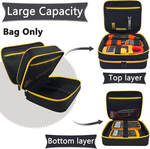 Double-Layer Bag For Klein Tools Et310 & Rt250 GFCI Outlet Tester & Electrical Test Kit, Storage For Digital Multimeter, Clamp Meter And Accessori...