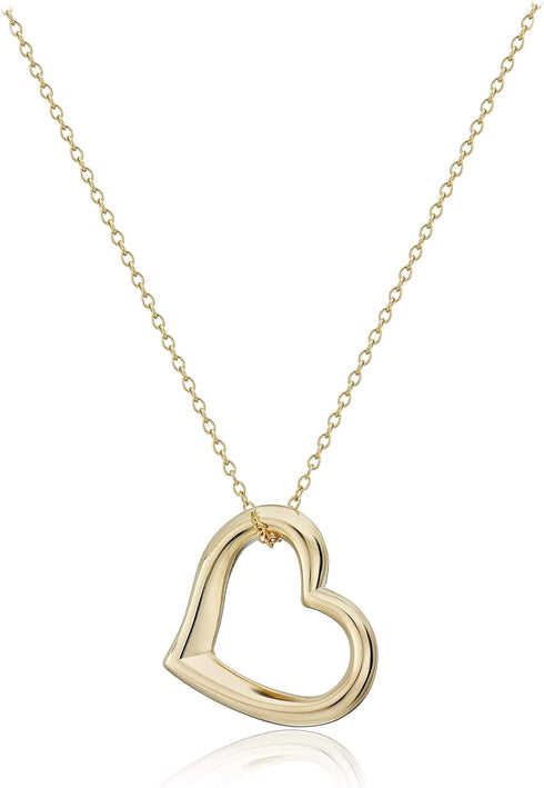 Amazon Essentials women 18k Yellow Gold Plated Sterling Silver Open Heart Pendant Necklace, 18" (previously Amazon Collection)...