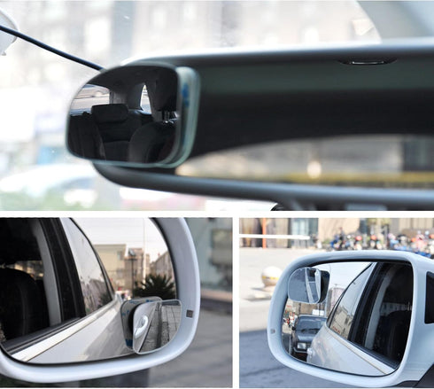 Blind Spot Mirror,Fan Shape Curved Car Blind Spot Mirror,Blind Spot Convex Car Mirror,Frameless 360° Adjustable Convex Rear View Mirror,Side Mirro...
