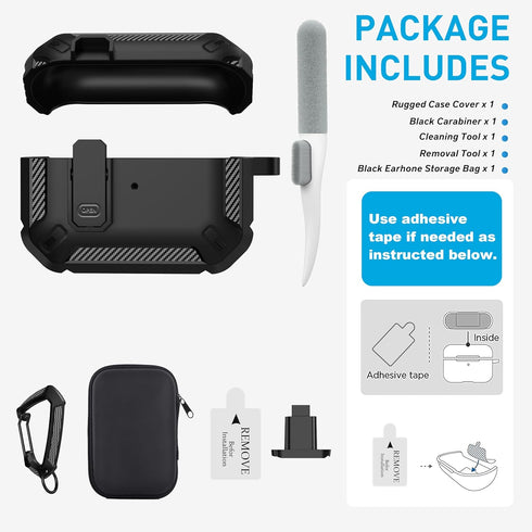 Maxjoy for AirPods Pro Case Cover with Lock, AirPods Pro 1st Generation Case for Men Military Rugged Protective Cover with Keychain Compatible wit...
