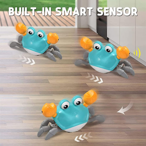 Crawling Crab Dog Cat Toys, Escaping Crab Dogs Cats Toy with Obstacle Avoidance Sensor Interactive Pet Toys with Music Sounds & Lights for Dogs Ca...