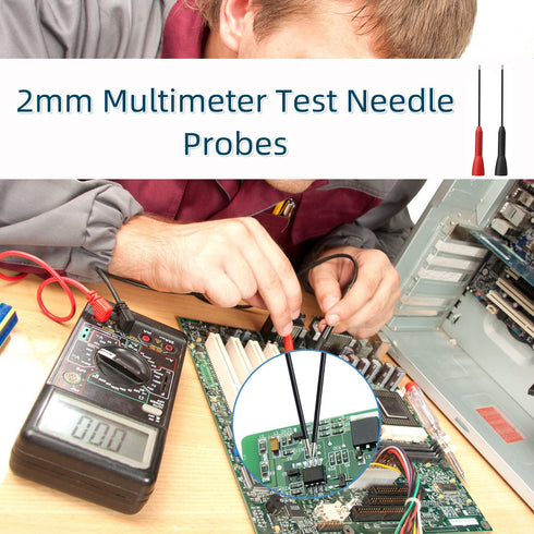 2 Pack 2mm Extended Needle Test Probes, 600V/10A Non-Destructive Multimeter Test Probe for Fluke Leads tl71 tl75...