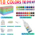 HTVRONT Tie Dye Kit for Kids and Adults - 18 Colors 80ML Pre-Filled Bottles Permanent Non-Toxic Tye Dye Kits for Clothing T-Shirt Fabric Textile C...