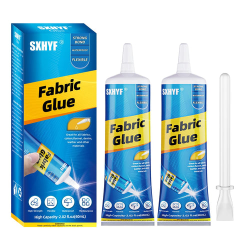 2pcs Fabric Glue - 60ml Glue for Fabric, Fabric Adhesive, Clear Super Glue Gel for Fabrics, Cotton, Felt, Polyester, PU, Flannel, Denim, Waterproo...