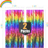 2 Packs Rainbow Party Decorations, Rainbow Foil Fringe Curtain Neon Backdrop Metallic Tinsel Photo Booth Props for Birthday Gay Pride Day Bachelor...