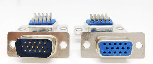Pc Accessories 10 Pairs D-Sub HD15 High Density Solder Male and DB HD15 Female Connector 3-Row, 20-Pack (10 Male + 10 Female)...