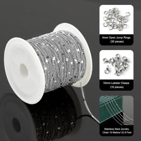 UMAOKANG Silver Necklace Chain for Jewelry Making Stainless Steel Curb Chain Roll Twisted Link Chain Women Necklace DIY Jewelry Supplies...