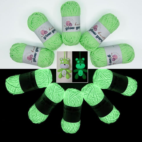 Glow in The Dark Yarn, Crochet Yarn for Crocheting,Yarn for DIY Art,Knitting, Crocheting and Crafts, 5 Pack Total 260g/9oz-275 Green yards......