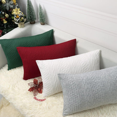 Booque Valley Rectangular Throw Pillow Covers, Pack of 2 Super Soft Elegant Modern Knit Lumber Cushions, Oblong Pillowcases for Sofa Bed Car Chair...