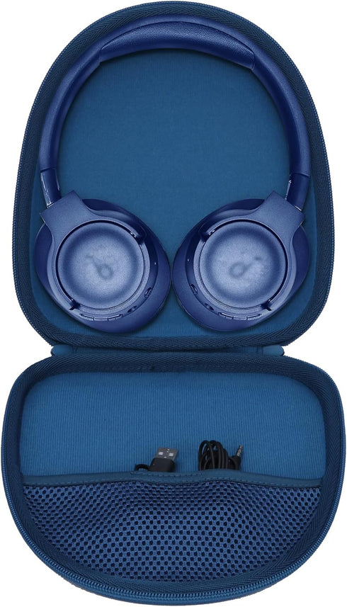 Hard Carry Case Compatible with Anker Soundcore Life Q20 Q30 Q35 Q40 Q45 Q20+ Q20i Hybrid Active Noise Cancelling Headphones (Blue Case)...
