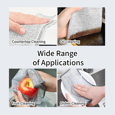 6 Pieces Double Multipurpose Wire Dishwashing Rag for Wet and Dry Dish, Multifunctional Non Scratch Wire Dishcloth, Kitchen Cleaning Rags (6-PCS)...