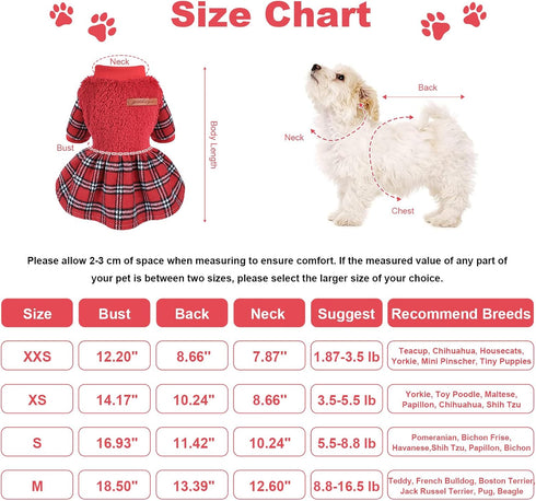 Dog Christmas Outfits Small Dog Christmas Sweater Dress Red Plaid Xmas Winter Dog Clothes Sweater for Small Dogs Girl Holiday Clothing Pet Apparel...