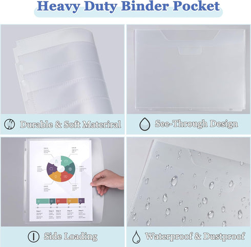 6 Pack Clear Sheet Protectors 8.5 x 11 Inch Binder Pocket Folders Document Organizer for 3 Ring Binder, Letter Size Paper Page Protectors Binder A...