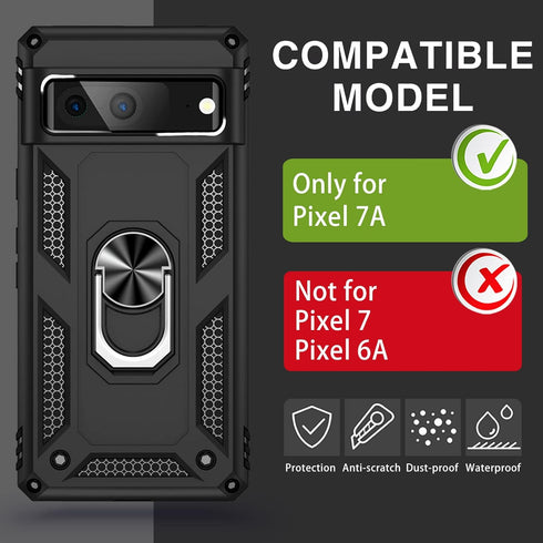 for Google Pixel 7A Case with Screen Protector, Military Grade Armor Shockproof Heavy Duty Protective Cover Pixel 7A Phone Case with Kickstand Mag...