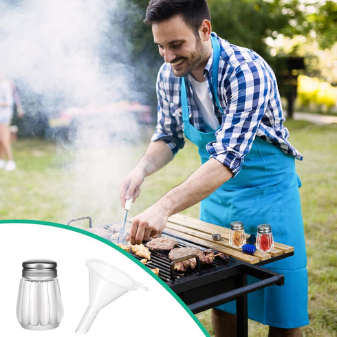 12 Pcs Cube Shape Mini Salt and Pepper Shakers Bulk 0.5 oz Small Cube Glass Spice Shaker with Plastic Mini Funnels for Wedding Kitchen Restaurant ...