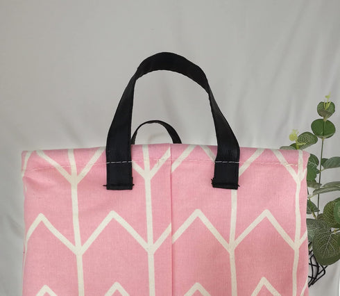 Pink Rectangular Storage Bin Shelf Basket Canvas Fabric Toy Box,Waterproof Coating Nursery Hamper with Handles,Gift Basket for Home,Office,Clothes...