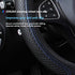 PU Leather Steering Wheel Cover for Women & Men, Waterfroof and Anti-Slip Car Steering Wheel Cover Universal Standard Size 14.5''-15'', Blue+Black...